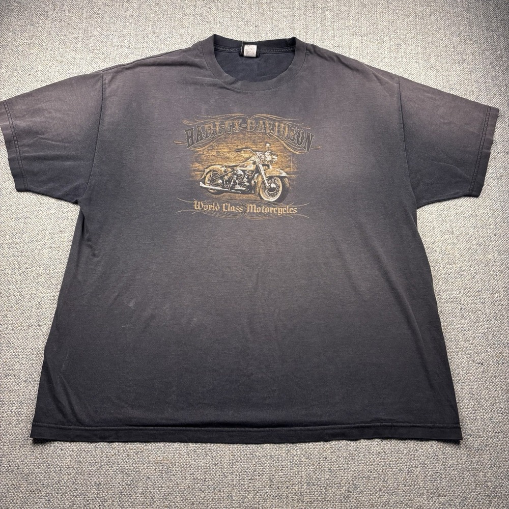 Vintage Harley Davidson World Class Motorcycles Graphic Tee T-Shirt Black Sz 2XL